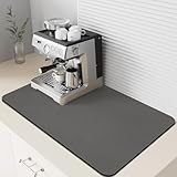 Dolic Kaffeematte Gummirücken Kaffeemaschinen Matte Saugfähige Geschirr Trocknermatte für Küchenarbeitsplatte, Thekenmatten für Arbeitsoberflächen Passt unter Kaffeemaschine (Dark Grey, 40 x 60 cm)