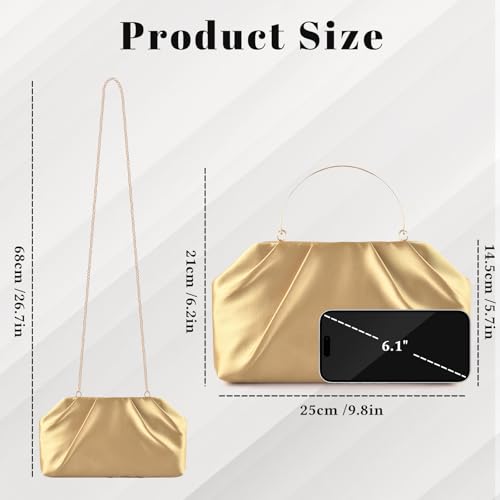 Image of ERKOON Clutch Purse for Women Elegant Pleated Evening Bag Crossbody Shoulder Handbag Envelope Bag with 2 Detachable Chain