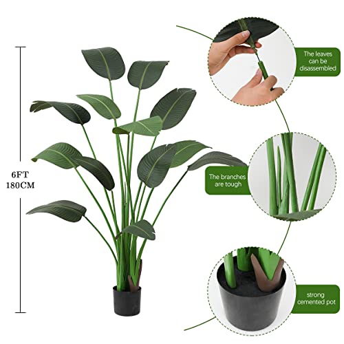 Luwener 2 Pack 6Ft Artificial Tree Bird Of Paradise,Faux Tropical Banana Leaf Plant,Fake Tropical Palm Tree With 10 Trunks For Indoor Outdoor Home Garden Office Living Room (2Pack) #TOP4