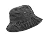 UltraKey Bucket Hat, Wide Brim Washed Denim Cotton Outdoor Sun Hat Flat Top Cap for Fishing Hiking Beach Sports Black #4