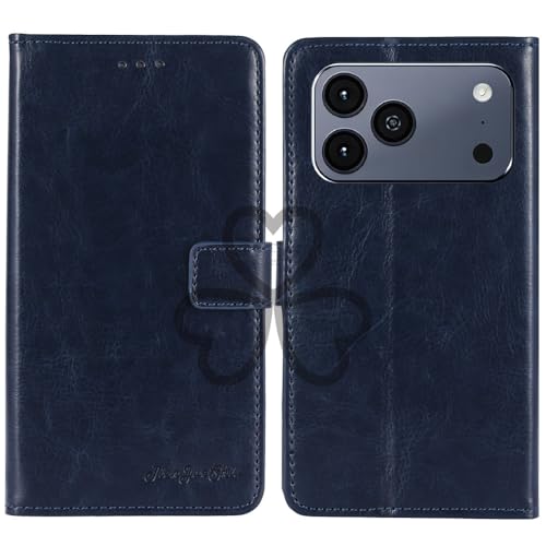 TienJueShi Dark Blue Book Stand Retro Flip Leather Protector Phone Wallet Gel Cover Etui TPU Silicone Case For HOTWAV A17 Pro Ma