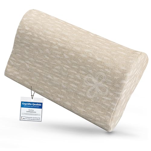 sositex | 1 cuscino premium per sauna, amaca, spiaggia, supporto cervicale, cuscino da viaggio | Design: Wave | Dimensioni: 30 x 20 cm, rivestimento 100% lino, imbottitura in puro (naturale/bianco)