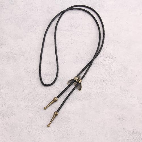 Image of Jeilwiy Bolo Tie for Men Western Cowboy Tie Necklace Gold Bolo Tie Leather Necktie Halloween Tie Accessories for Women
