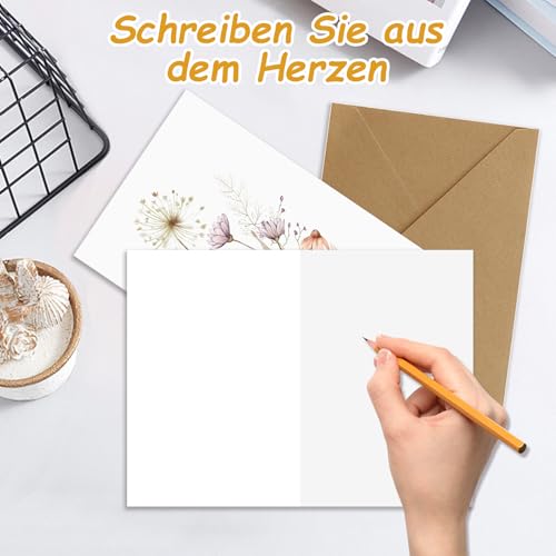 10 STK Blanko Grußkarten, Blanko Karten mit Umschlag, Postkarten Blanko mit Elegante Florale Designs, Dankeschön Geschenke für Familie, Freunde, Kollegen, Lehrern UVM