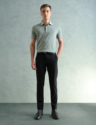 Image of Arrow Sport Men Slim fit Cotton SolidMid Rise waistTrousers
