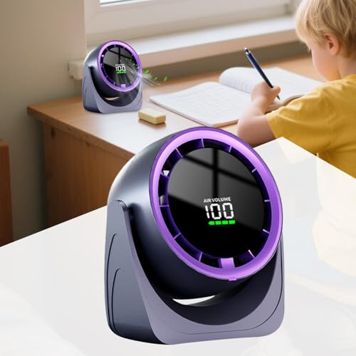 Ventilateur de bureau avec télécommande et affichage numérique pour maison - 4