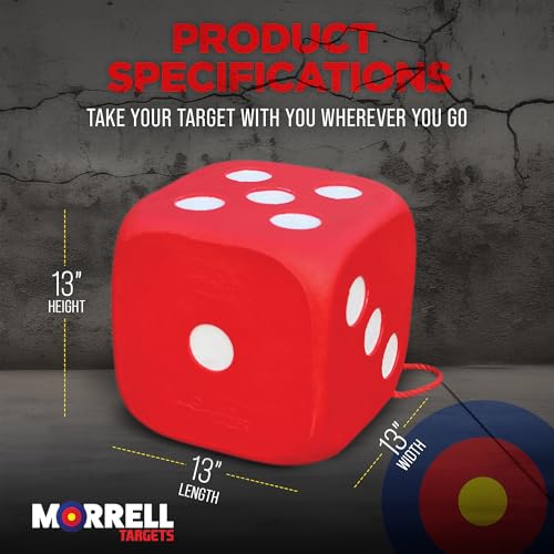 Morrell High Roller Foam Archery Target, 6-Sided Cube with 21 Bullseyes, Red - Portable Backyard Target for Broadheads, Field Points, Compound Bows and Crossbows, Built-in Carrying Handle
