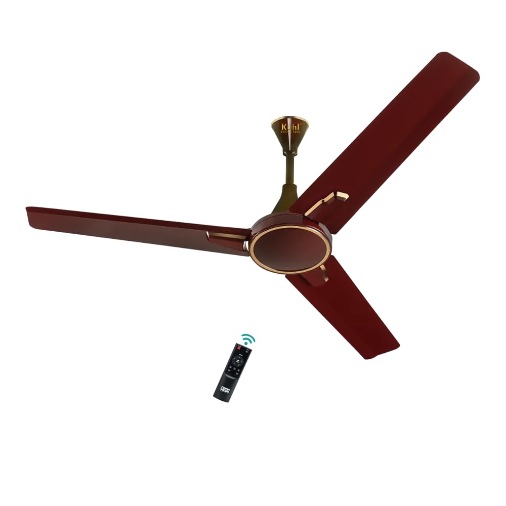 KUHLPrima A1 900 mm BLDC 65% Power Saving BLDC Ceiling Fan With Remote | BEE 5 Star Rated & ISI Marked | High Air Flow | 5 Year Warranty | Brown | Free Installation