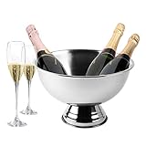 Krollmann Design Sektkühler aus Edelstahl Ø 40 cm Champagnerschale – Flaschenkühler für den edlen Genuss von Champagner, Sekt, Wein, Spirituosen, Bier und vieles mehr