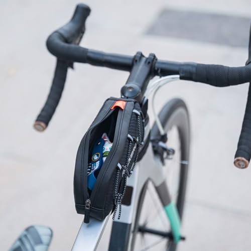 Image of ROCK BROS Top Tube Bike Bag Bicycle Front Frame Bag Top Tube Bag Compatible with iPhone X /Xs Max /XR 7 /8 Plus | Adjustable Straps,2 Inner Net Pockets,Elastic Rope,Reflective, Compatible with iPhone 14 /13 /12 Pro Galaxy S22 /S21,Road MTB