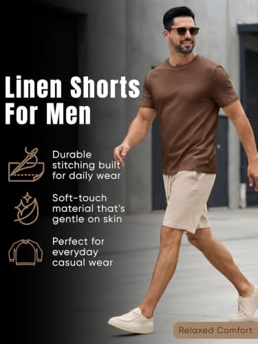 Image of GRECIILOOKS Linen Short For Men| Linen Shorts For Men Stylish |Men's Casual Summer Shorts - Lightweight Drawstring Lounge Short with Pockets, Breathable Relaxed Fit Athletic Sweat Short's