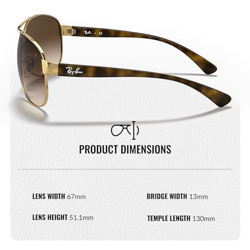Image of Ray-Ban RB3386 Pilot Shaped Sunglasses for Men with Official RAYBAN Eyewear Kit