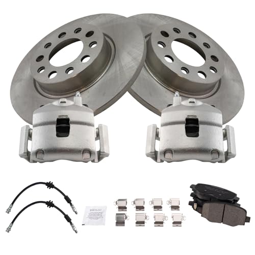 Image of TRQ Rear Brake Pad & Rotor Kit Ceramic Compatible with 2018 Fiat 500X Jeep Renegade