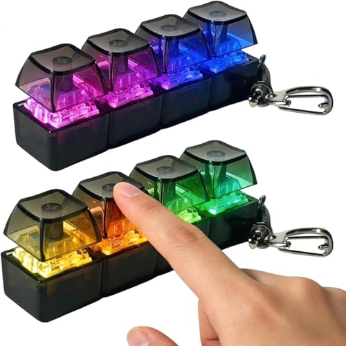 WANHUO LOFIRE Clavier Anti Stress, Lumineux 4 Touches Clavier Mécanique Lumineux RGB Claviers Antistress À Clics Porte clés Décompression Portable pour en...