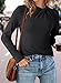 Dokotoo Womens Tops Fall Clothes Business Casual Long Sleeve Shirts for Women Mock Neck Light Fleece Thermal Twist Knot Cute Elegant Slim Fit Stretchy Tee Blouses Fashion Outfits 2025 Black Medium