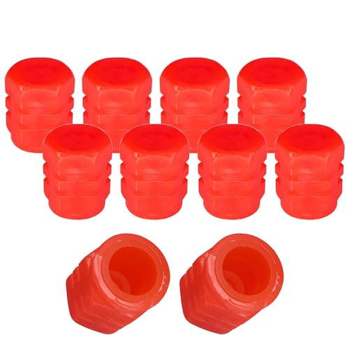 cyclingcolors 10x Tapas Tapones de Válvula Fosforescente Luminoso de Rueda Neumáticos Coche Moto Bicicleta Schrader, Rojo