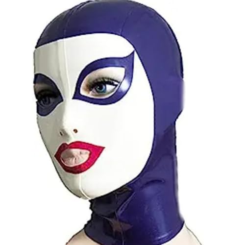 Masque de tête en latex unisexe cagoule en caoutchouc avec fermeture éclair pour fête