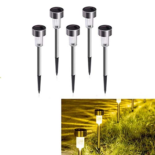 EZONEDEAL Solar Lights Outdoor Garden Led Light, Outdoor Landscape Lights Stainless Steel for Pathway,Lawn, Patio, Yard,Path,Walkway Decoraiton (5PCS - Warm White)