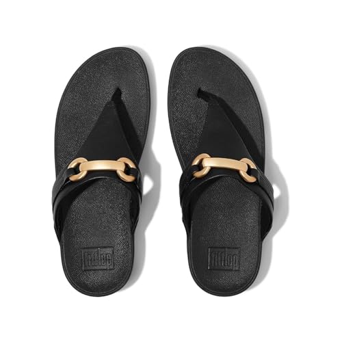 FitFlop Women's Lulu Chunky-Snaffle Leather Toe-Post Sandals Wedge3