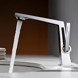 GLDYTVF Miscelatore per lavabo da Bagno Cromato - Rubinetto per lavabo monoforo Caldo e Freddo, Costruzione in Ottone, Una Maniglia, Design Moderno per Un Facile utilizzo e Un Elegante agg