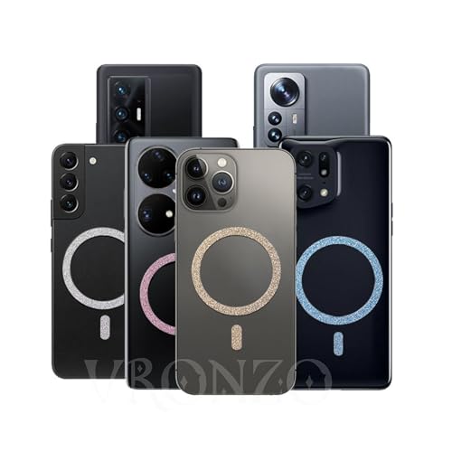 Image of VRONZO 4 PCS for MagSafe Ring Universal Sparkly Design Metal Rings for Magnetic Wireless Charging Sticker Ring Compatible with Magnetic Phone Cases for iPhone 17 /16 /15 /14 /13 /12 & Samsung S20-S25