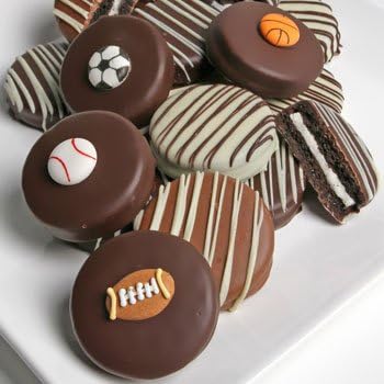 12 Sports Decorated Belgian Chocolate Dipped Sandwich Cookies