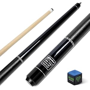 Pool Cue, 58" 2-Piece Pool Stick for Adults, Maple Billiard Cue Stick w/ 13mm Tip & Chalk, Imitation Leather Grip - 7 Colors, 18oz 19oz 20oz 21oz Weight Black