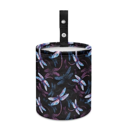 Image of Cute Dragonfly Car Trash Bag Car Trash Can with Adjustable Buttons Collapsible Multipurpose Car Storage Bag Road Trip Essentials