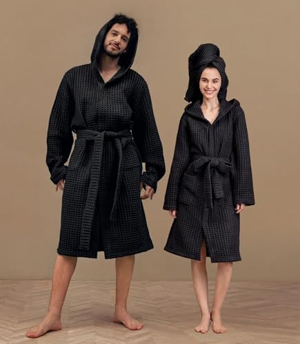 Image of Luxury Organic Japanese Cotton Hotel & Spa Waffle Bathrobe for Men and Women (Hooded /Kimono)