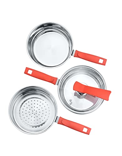 Concord 3 Quart Premium Double Boiler - Stainless Steel Multi Pot Steamer Cookware 2 Tiers (Induction Compatible) #TOP2