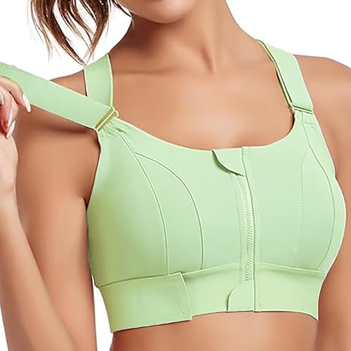Image of GLAMORAS Women Poly Spandex Padded High Impact Front Zip Compression Sports Bra Criss Cross Back Adjustable Velcro Strap at Band & Shoulder for Gym, Yoga, Running, Fitness & Workout - Size: M-4XL