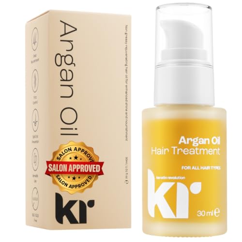 Keratin Revolution Argan Oil – 30ml Moroccan Hair Treatment | Anti-Frizz Serum & Heat Protectant for Dry, Damaged, Curly or Straight Hair – Sulfate Free Shine & Repair