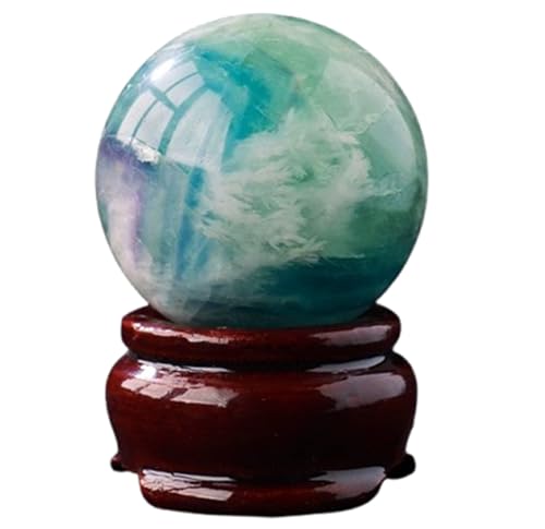 Fluorite verte et violette en sphère avec socle, une idée cadeau de décoration idéale