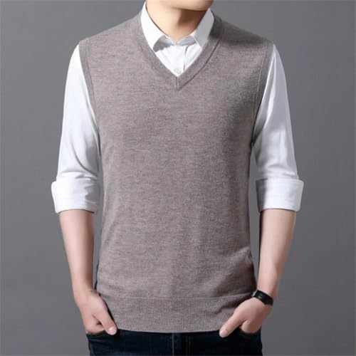 Men's Knitted Sweater Vest V-Neck Sleeveless Pullover Solid Color Business Tops2