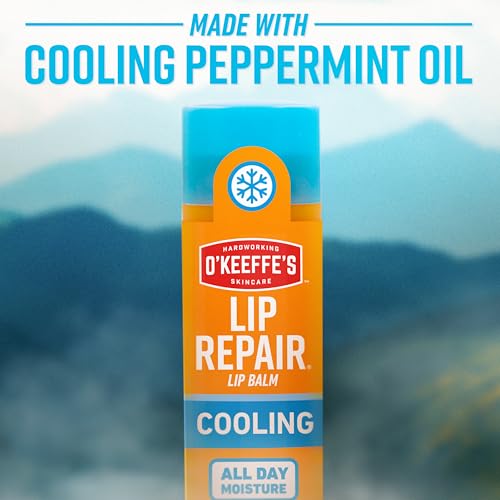 O'Keeffe's Lip Repair Lip Balm With Cooling Relief for Dry, Cracked Lips - Stick (4 Pack) - Moisturizer for Very Dry Lips