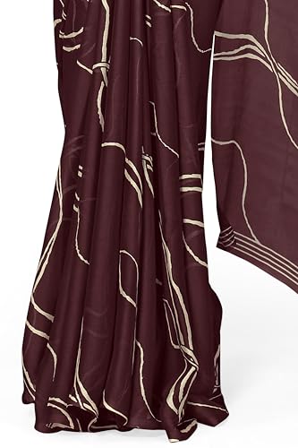 Image of MIRCHI FASHION Saree for Woman Chiffon Georgette Geometric Printed | Lightweight Farewell and Women's Office Sari with Blouse Piece