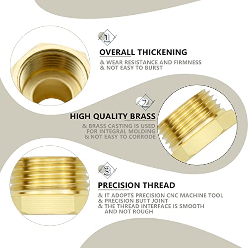 Bwintech-2-Pcs-38-Female-to-12-Male-BSP-Thread-Brass-Hex-Bushing-Reducing-Connector-for-Pipe-Connecting-Conversion