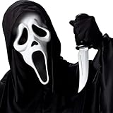 PANYI Masques Scream Halloween Accessoires D'horreur Unisexe Masque Scary Movie Masque Ghostface Scream Adapté à la Maison Hantée,Au Carnaval,à Halloween,à la Fête Costumée, à Pâques