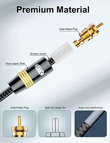 Emk EMKRCAXLZSTL5M Subwoofer Cable Digital Coaxial Cable Dual Shielded thumb #3