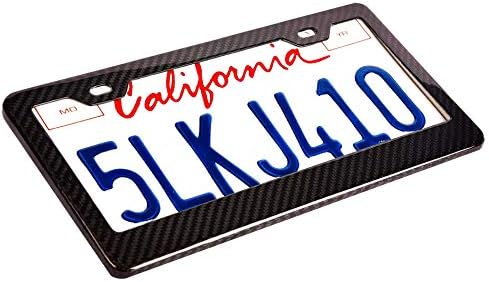 Aggressive Overlays Genuine Carbon Fiber License Plate Frame with Screws and Caps Tag Registration 100% Real Premium Quality 3D Twill Weave Light Weight Gloss Finish Standard Size US Car Qty 1