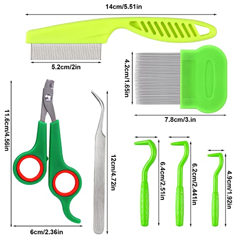 Image of Lice Kit, 7pcs Head Lice Remover Tool Lice Comb Tick Remover for Dogs Fine Tooth Comb for Lice Nit Removal with Tweezers Nail Clippers for Dog Cat Pet Human