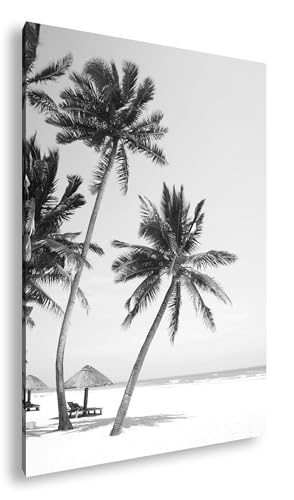 Palmiers tropicaux deyoli adieu murs vides grand cadre bois véritable 90x60 noir blanc
