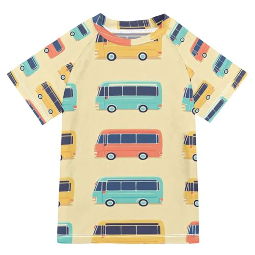 Jucciaco Boys Swing Shirts Bus Car Graphic Truck Rashguard Short Sleeve Kids T-Shirts Sun UPF 50+ Multicoloured
