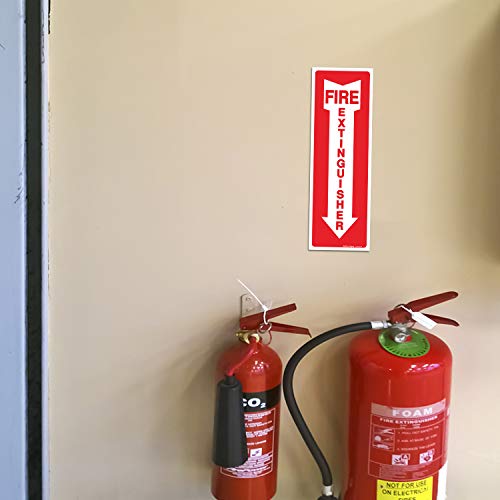 (6 Pack) Fire Extinguisher Sign, Safety Sticker Signs, 4x12 Inches, 6 Mil Vinyl Self Adhesive Durable Decal Stickers, Long Lasting, Weatherproof and UV Protected, Ideal for Home, Office or Boat