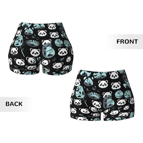 Black and White Panda face Pattern Sports Shorts, high Elastic Slim Fitness Pants, Suitable for Yoga/Leisure/Daily wear3