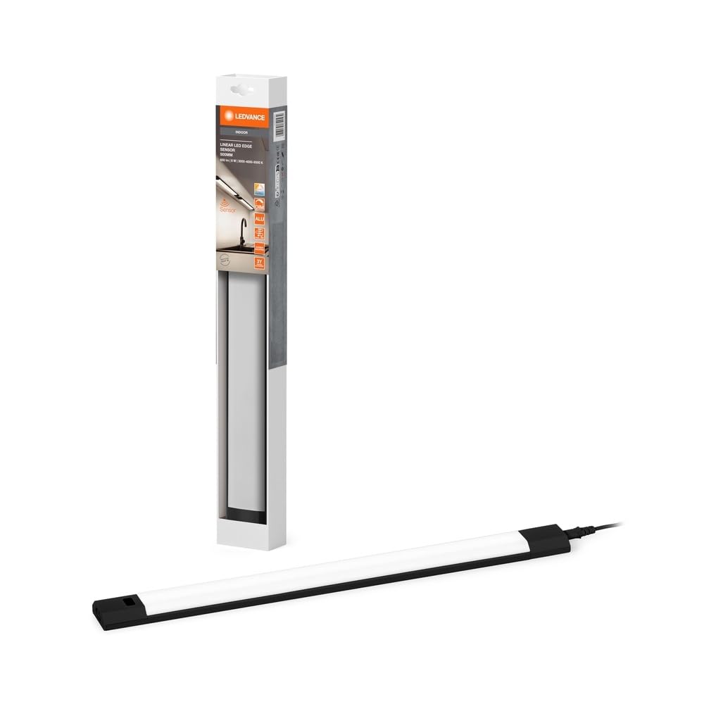 Wysokonapięciowa lampa podszafkowa LEDVANCE Linear Edge Sensor z czujnikiem podczerwieni, 30 cm, 8 W, 640 lm, 3000/4000/6500 K, ciepła biel/zimna biel/światło dzienne, CCT z możliwością ściemniania,
