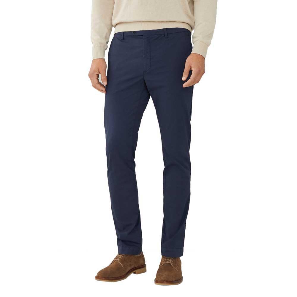 Hackett London Men's Linen Herringbone Trouser, Blue (Navy Blazer), 28W/28L