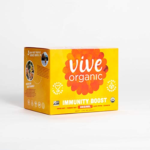Immunity Boost (Original) - Functional Juice Shot by Vive Organic | The Ultimate Proactive Defense Combo | USDA Organic, Vegan, Cold Pressed, Ginger Root, Turmeric Root, Echinacea, Black Pepper
