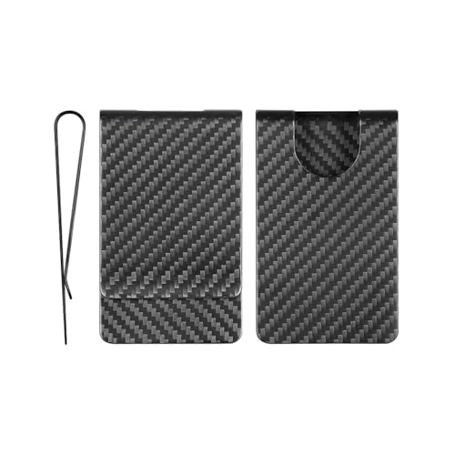 Money Clip for Men Black Twill Carbon Fiber Pocket Wallet Slim Cash Clip Credit Card Holder for Men Bussiness Gift