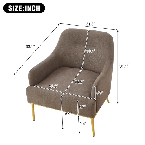 Sillón moderno Chenille Marrón miniatura 2
